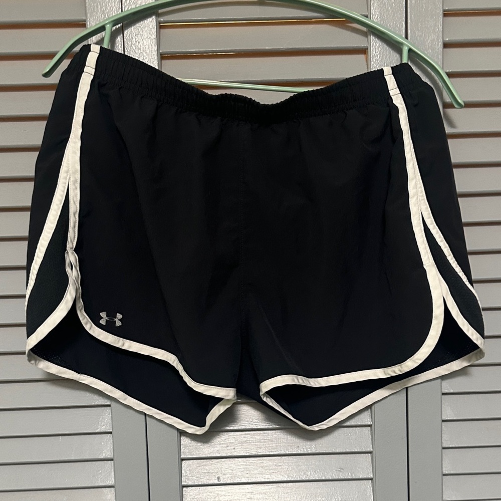Under Armour Women's Black Athletic Shorts with White Trim